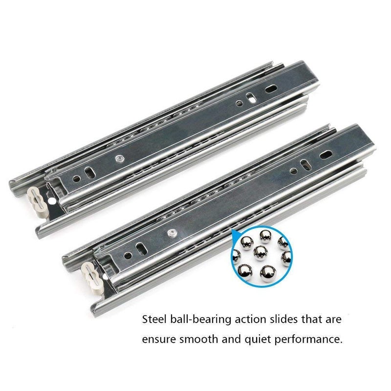 URBEST Drawer Slides, URBEST 10 Inch Full Extension 3 Section Ball Bearing Side Mounted Drawer Slider for Cabinet Kitchen (10-Inch) - Image 3